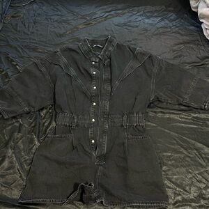 Zara Black Denim Jumpsuit Short Romper